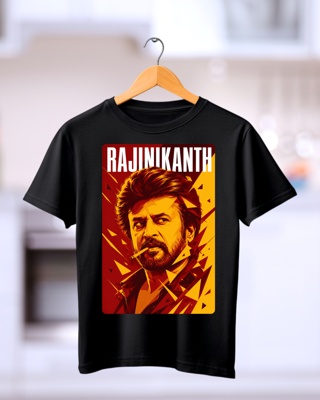Super Star Rajinikanth Fan Stylish Pose Round Neck Cotton Tshirt