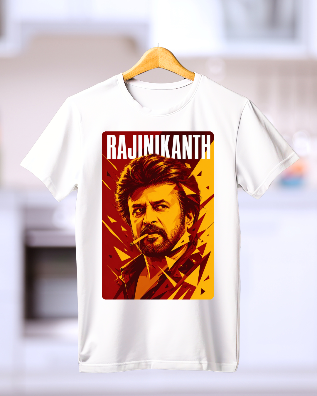 Super Star Rajinikanth Fan Stylish Pose Round Neck Cotton Tshirt