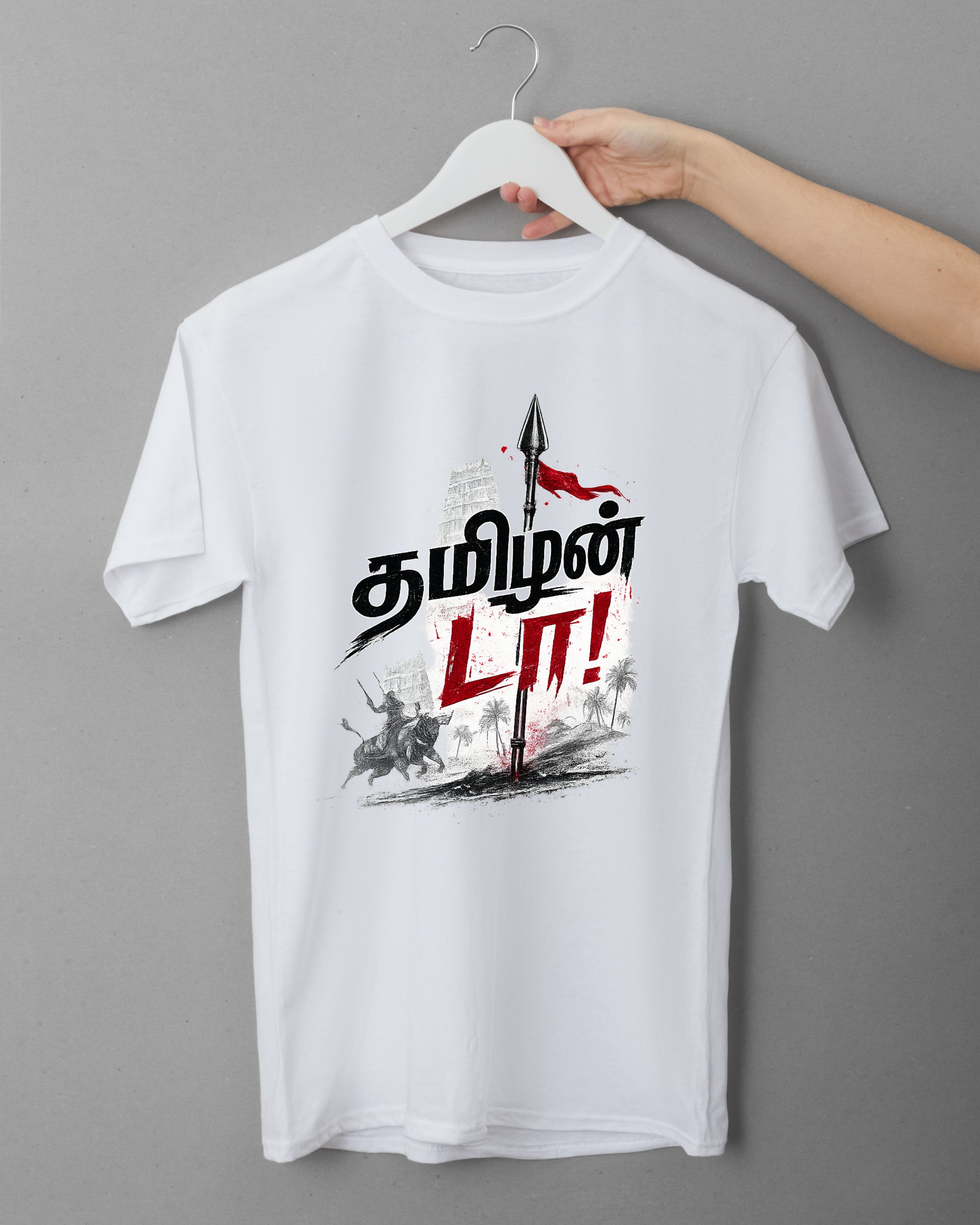 தமிழன் டா! Tamil Pride Graphic T-Shirt – White Edition