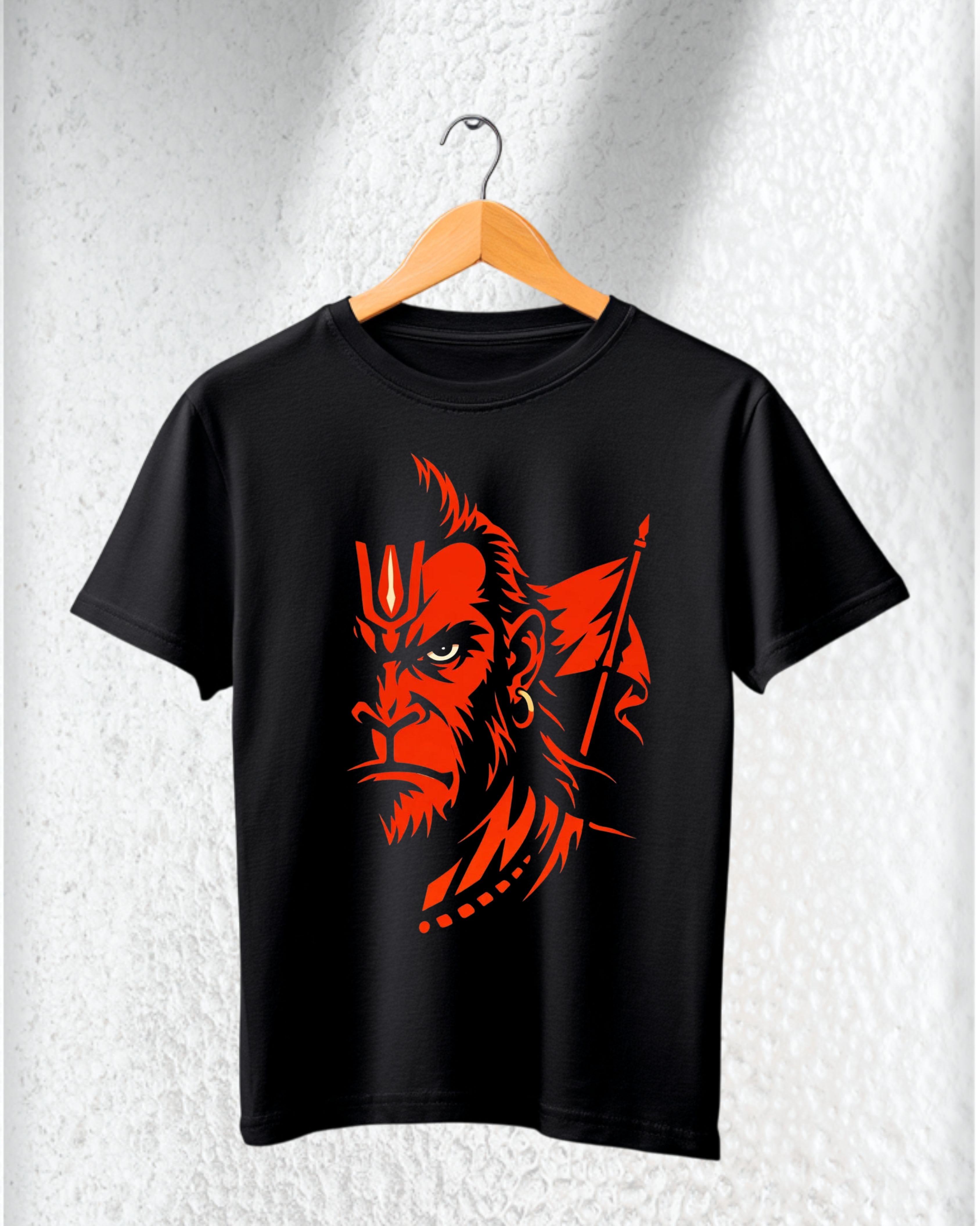 Lord Hanuman Black Round Neck Tshirt