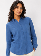 Women Striped Shirt Blue