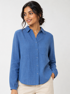 Women Striped Shirt Blue