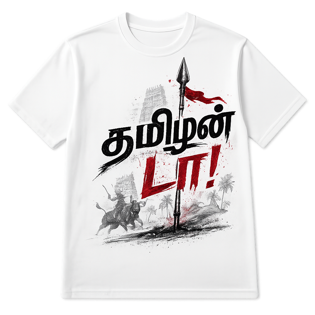 தமிழன் டா! Tamil Pride Graphic T-Shirt – White Edition