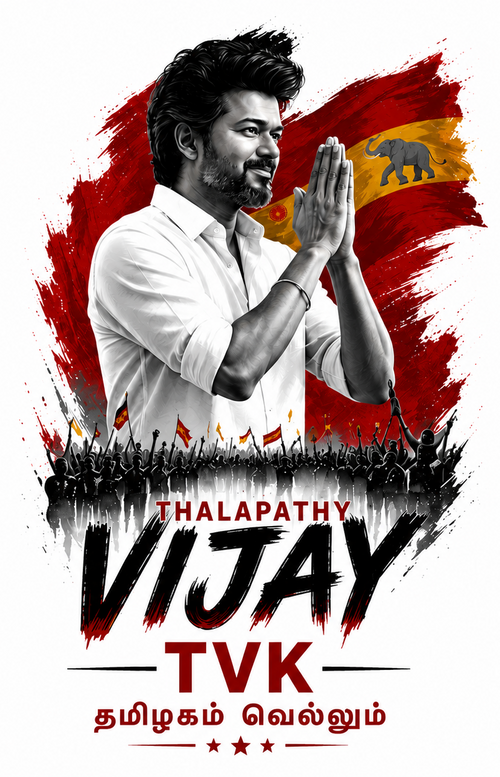 Thalapathy Vijay TVK Fan T-Shirt – Premium White Round Neck Cotton Tee