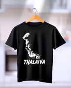 Thalaiva Fan Black Round Neck T-Shirt | Mass Style Graphic Tee for Superstar Fans
