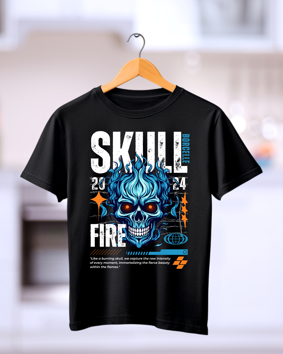 Skull Fire Trendy Tshirt