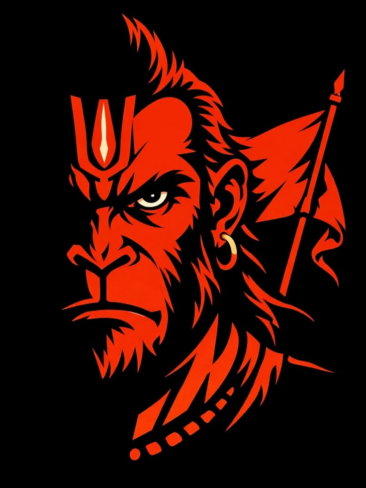 Lord Hanuman Black Round Neck Tshirt