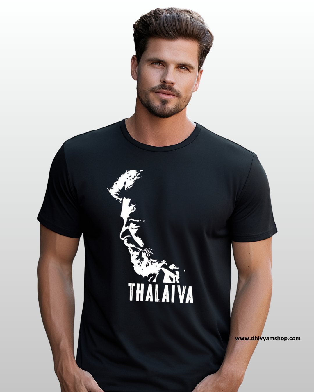 Thalaiva Fan Black Round Neck T-Shirt | Mass Style Graphic Tee for Superstar Fans