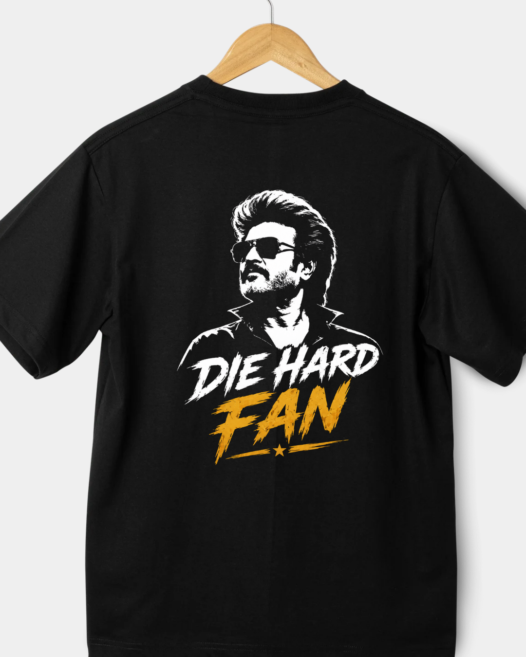 Die Hard Fan Black Round Neck T-Shirt | Mass Style Graphic Tee for Superstar Fans
