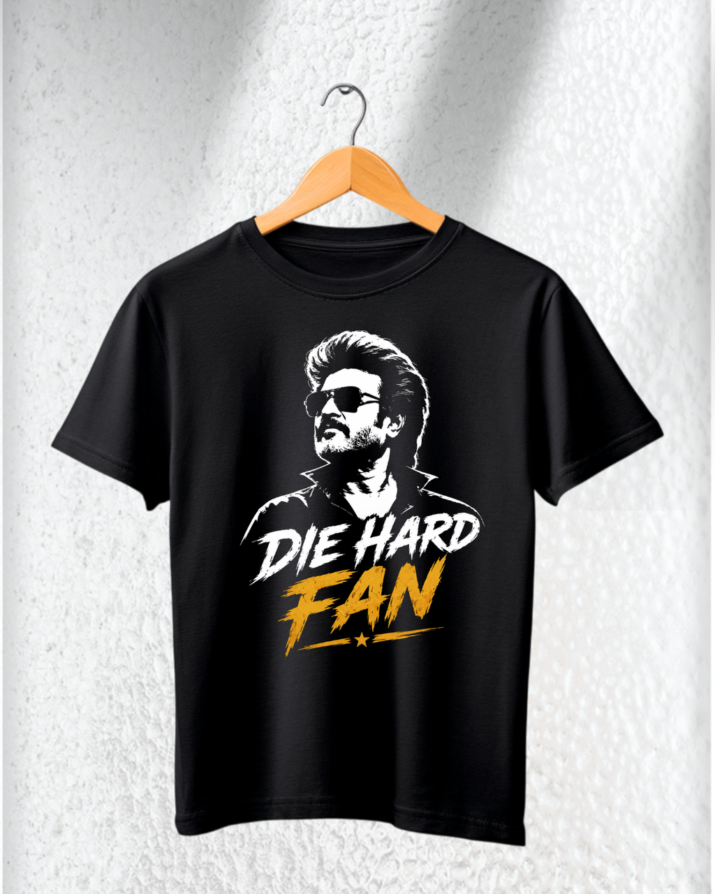 Die Hard Fan Black Round Neck T-Shirt | Mass Style Graphic Tee for Superstar Fans