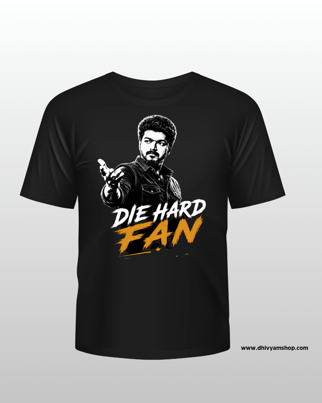 Die Hard Fan VJY Black Round Neck T-Shirt | Premium Cotton Vijay Fan Tee for Men & Women